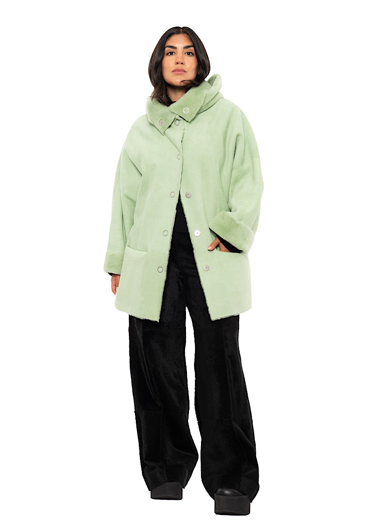 REVERSIBLE FUR HOODED JACKET
