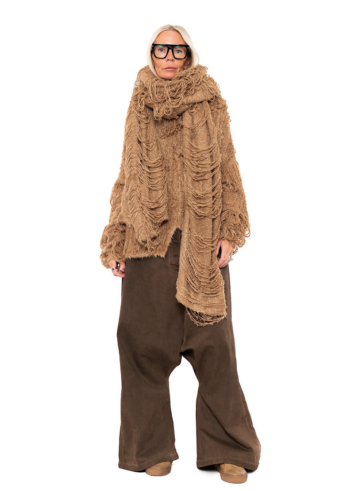 LADDERED SILK KNIT SCARF