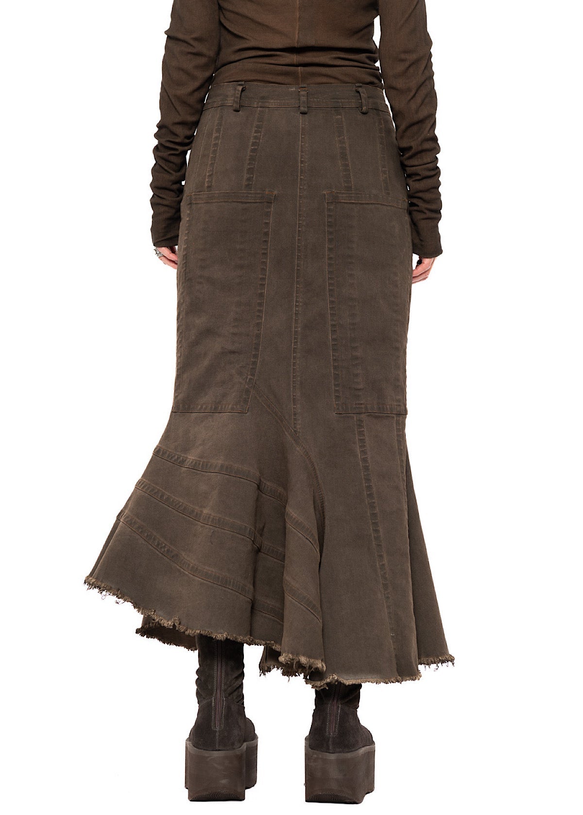 FISHTAIL STRETCH DENIM SKIRT