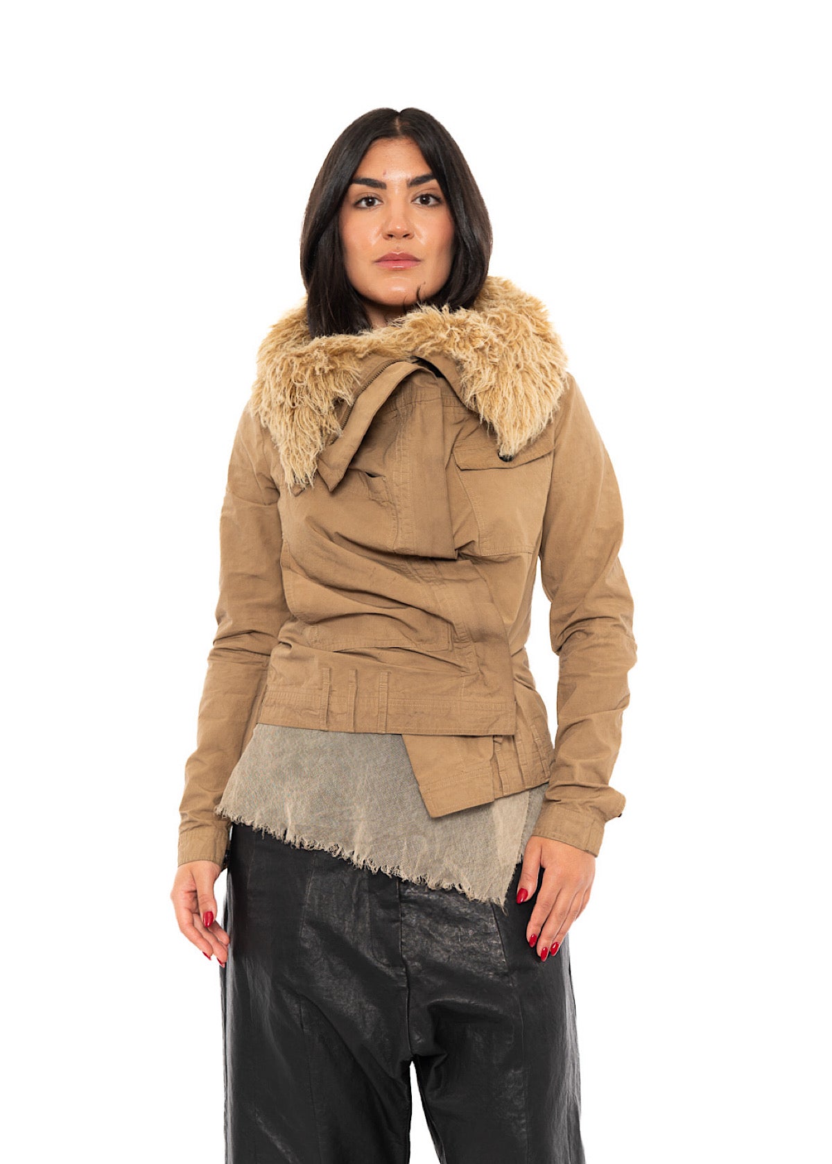 FITTED DETACHABLE FAUX FUR TRIMMED JACKET