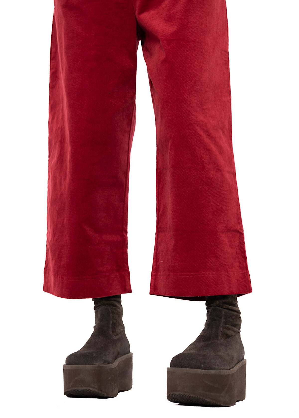 STRETCH-VELVET WIDE LEG TROUSER