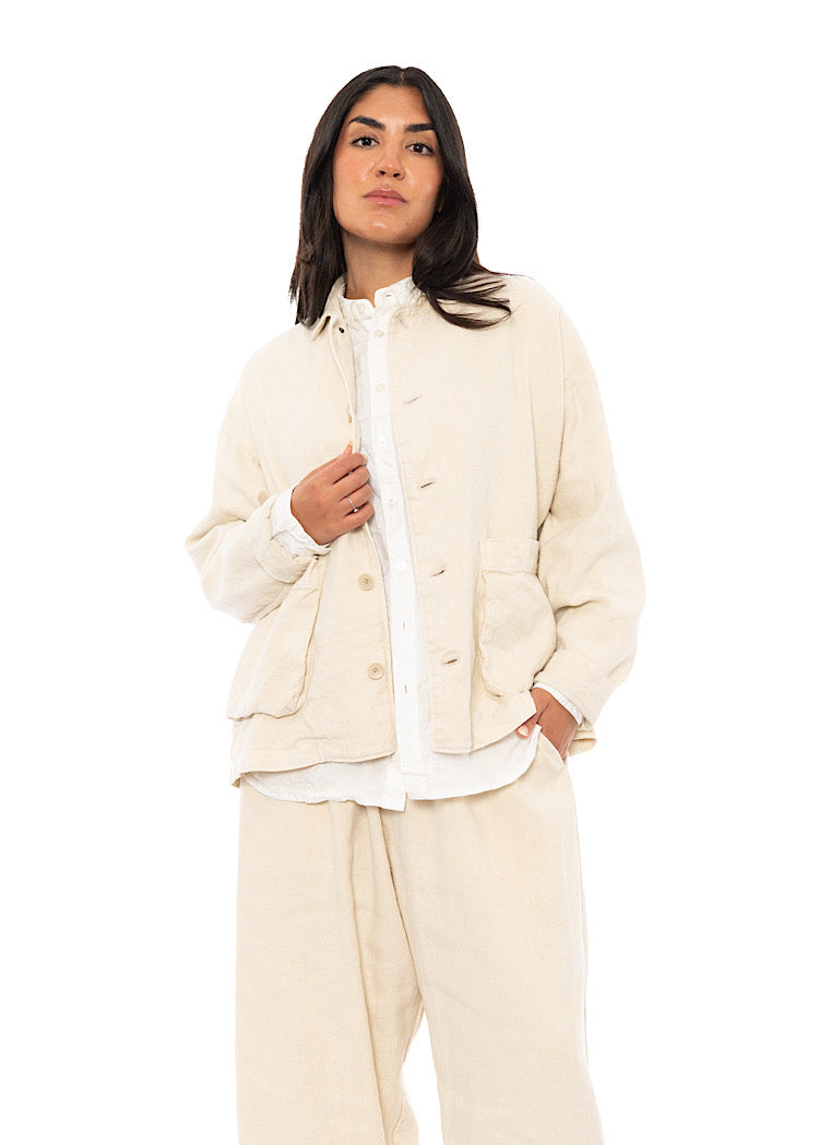 LINEN-COTTON UTILITY JACKET
