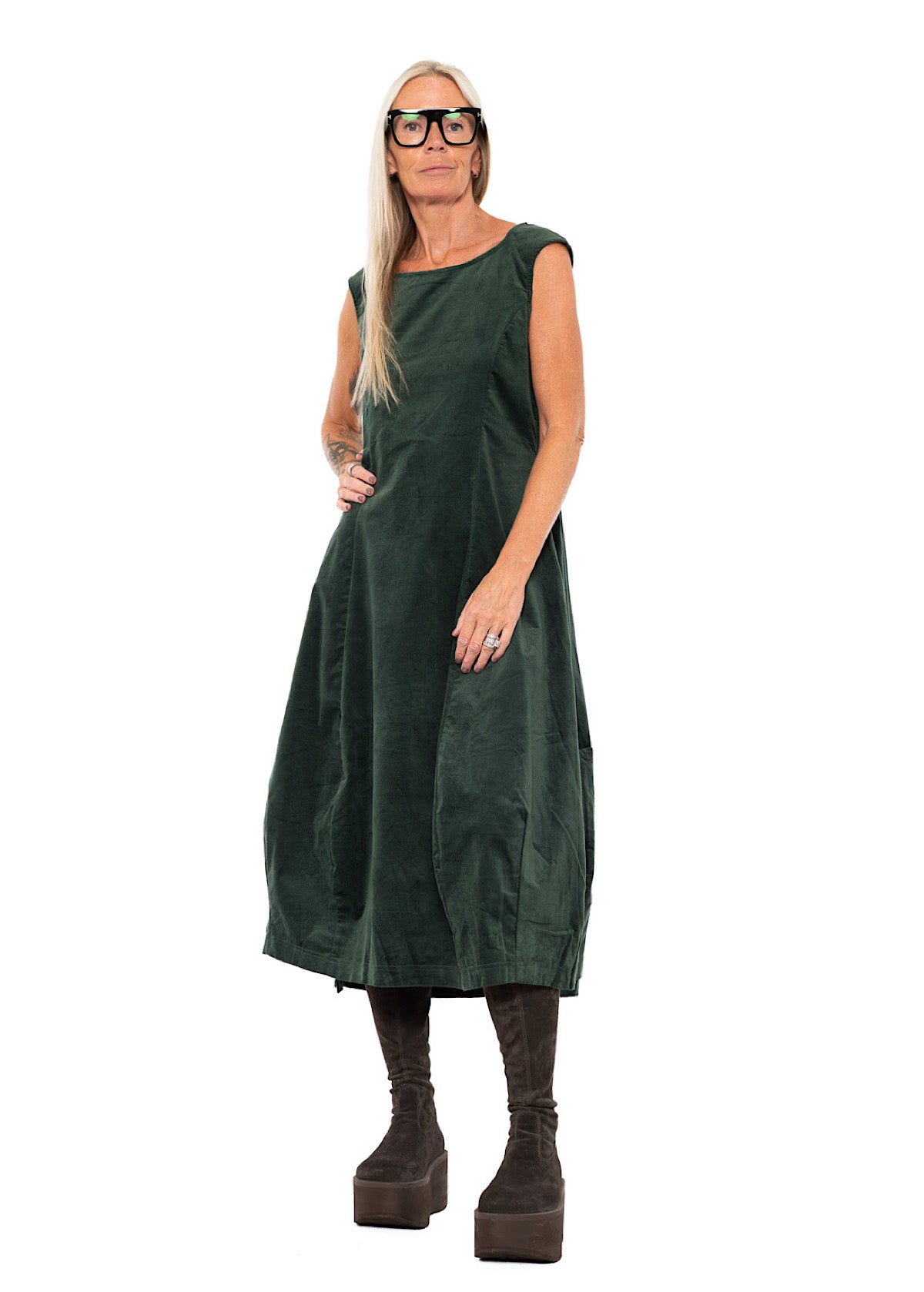 STRETCH-VELVET BALLOON DRESS