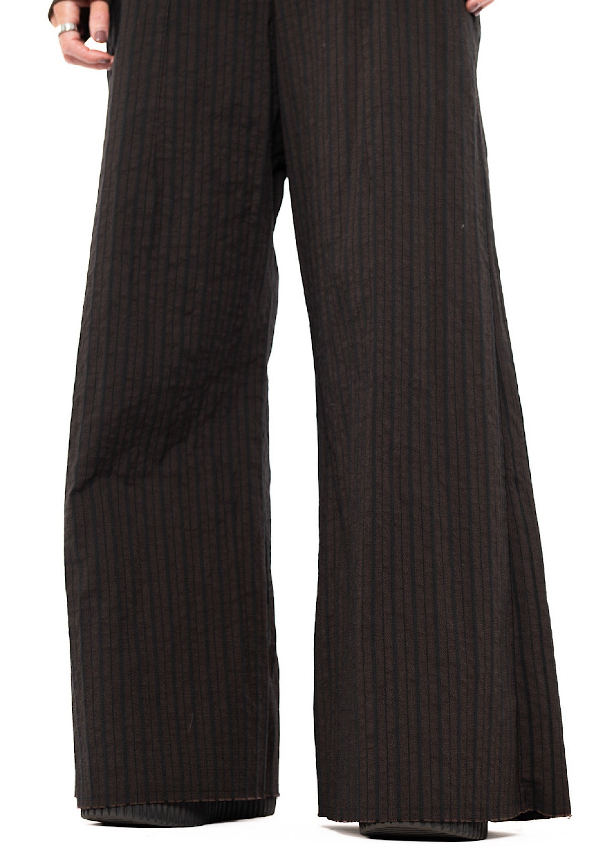 STRIPED FLARED WIDE-LEG TROUSER