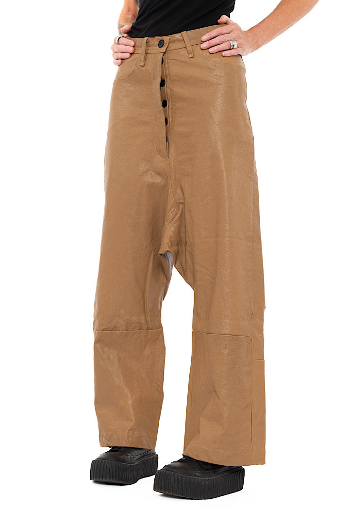 LEATHER DROP-CROTCH TROUSER