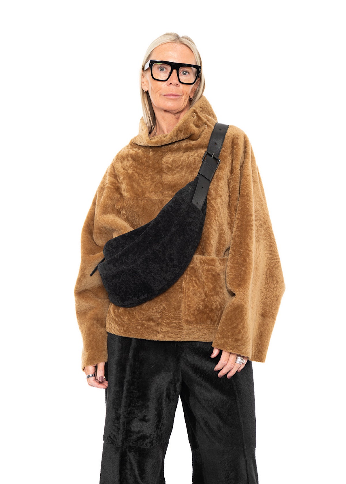 CROSSBODY FUR-FINISHED LEATHER BAG