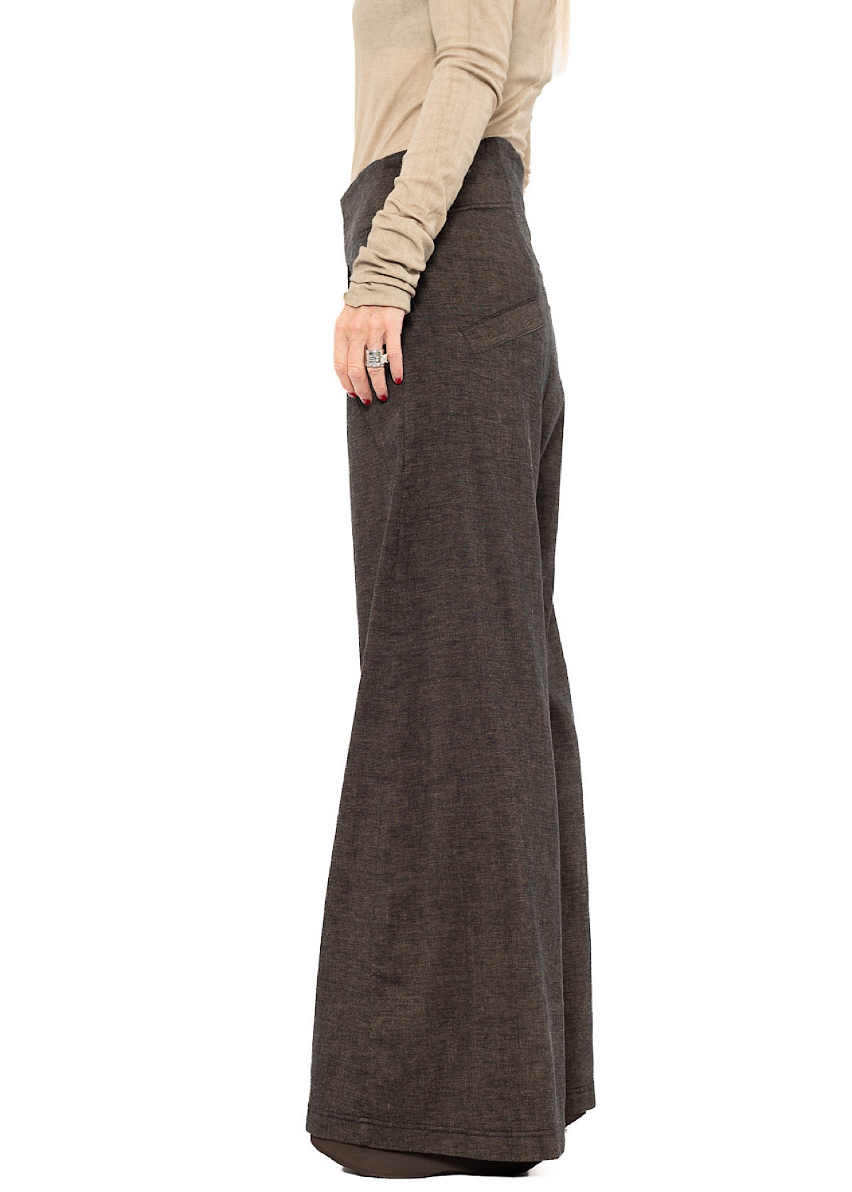 STRETCH FLARED WIDE-LEG TROUSER
