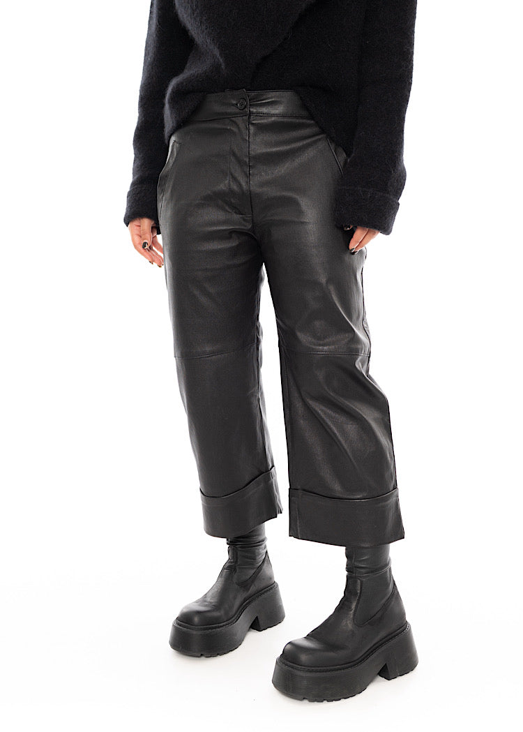 SORT AARHUS LEATHER TROUSER