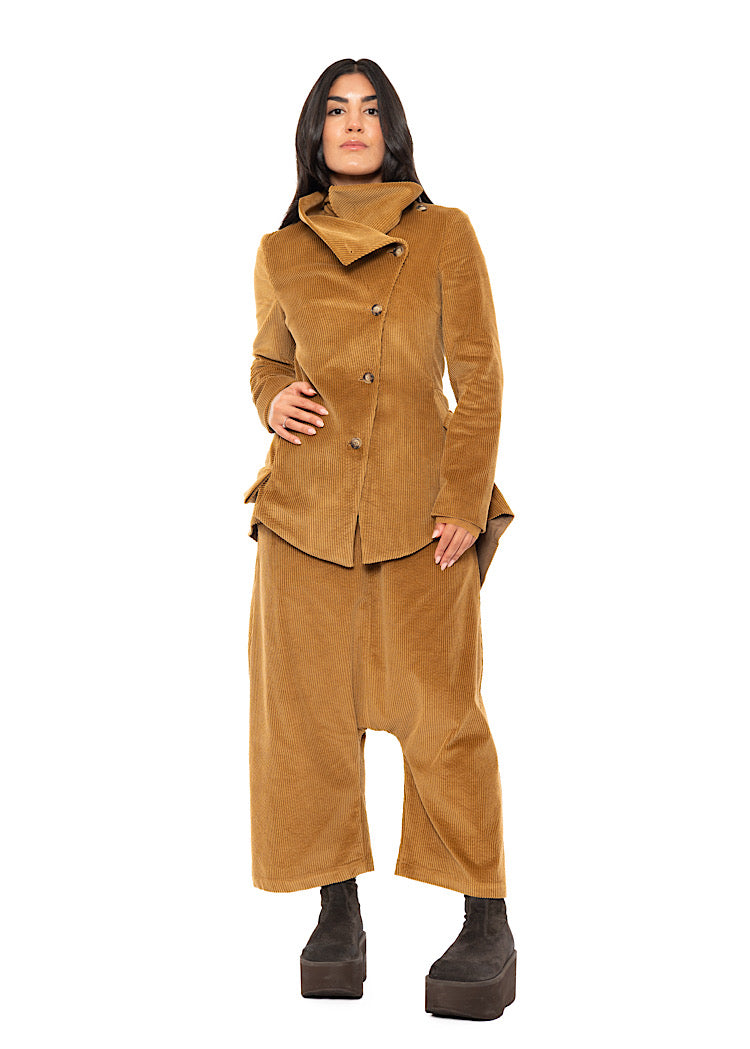 ASYMMETRIC STRETCH CORD VELVET JACKET
