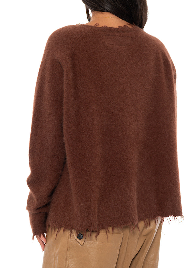 RELAXED FRAYED KNIT PULLOVER