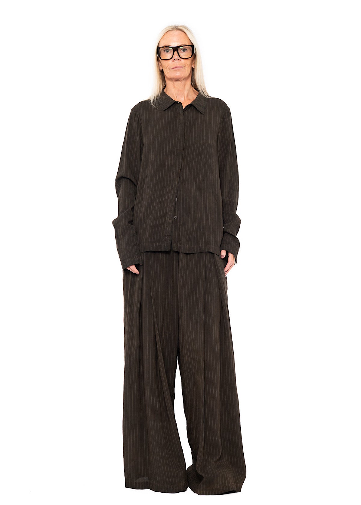 PINSTRIPE VISCOSE-SILK SHIRT