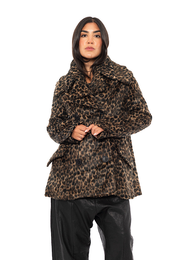 LEOPARD FAUX FUR COAT