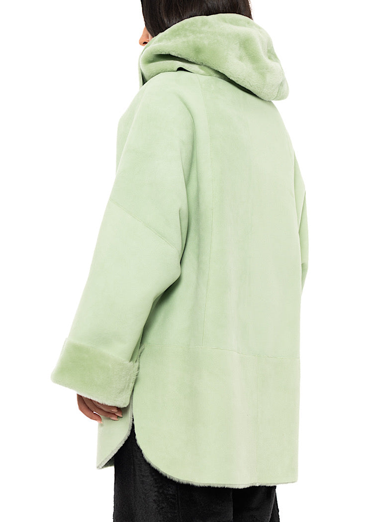 REVERSIBLE FUR HOODED JACKET