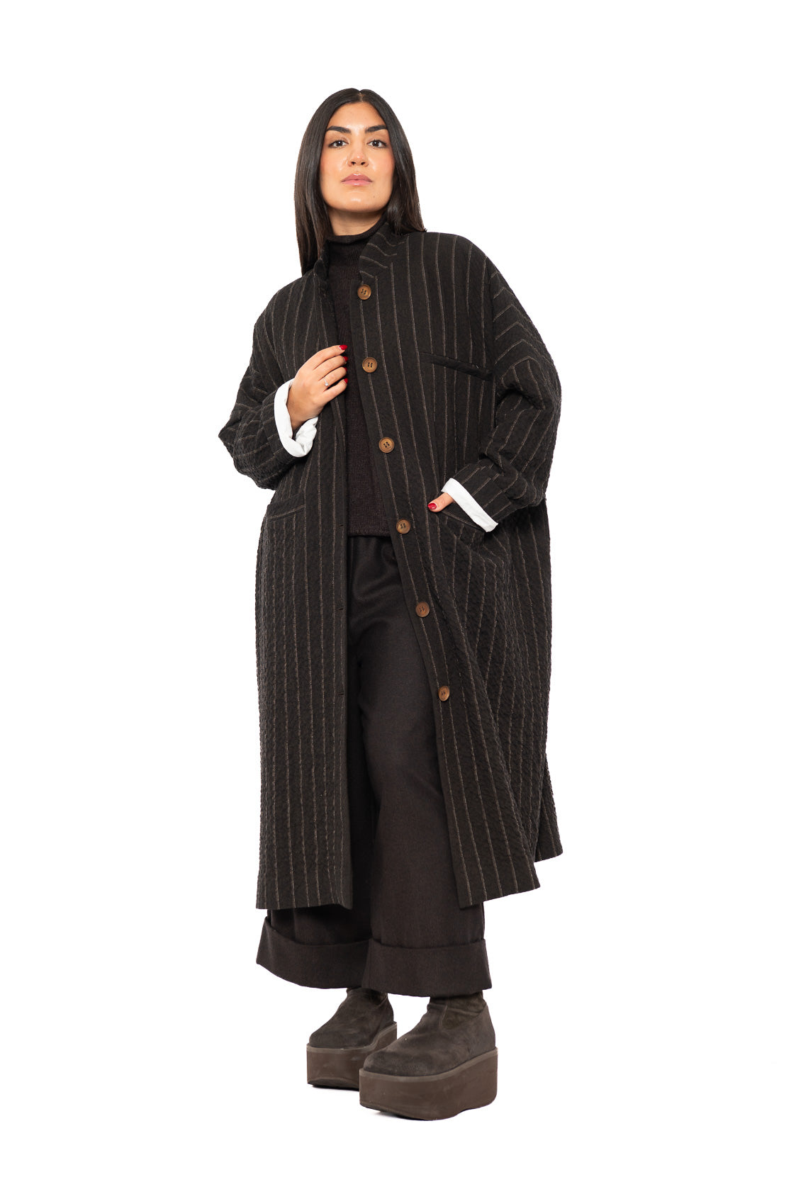 STRIPED WOOL BLEND ISA COAT