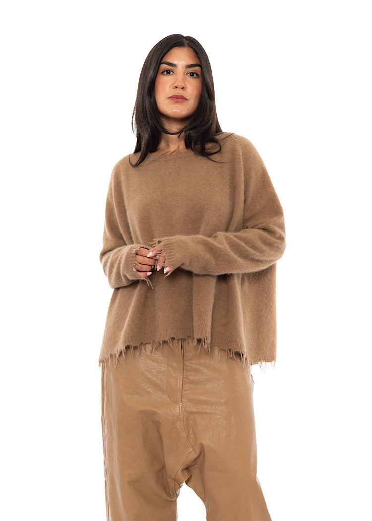 RELAXED FRAYED KNIT PULLOVER