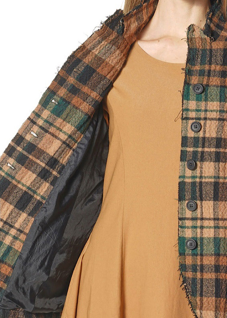 TEXTURED CHECK WOOL BLEND JACKET