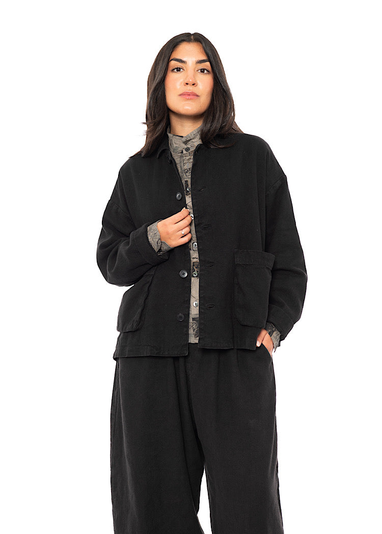 LINEN-COTTON UTILITY JACKET