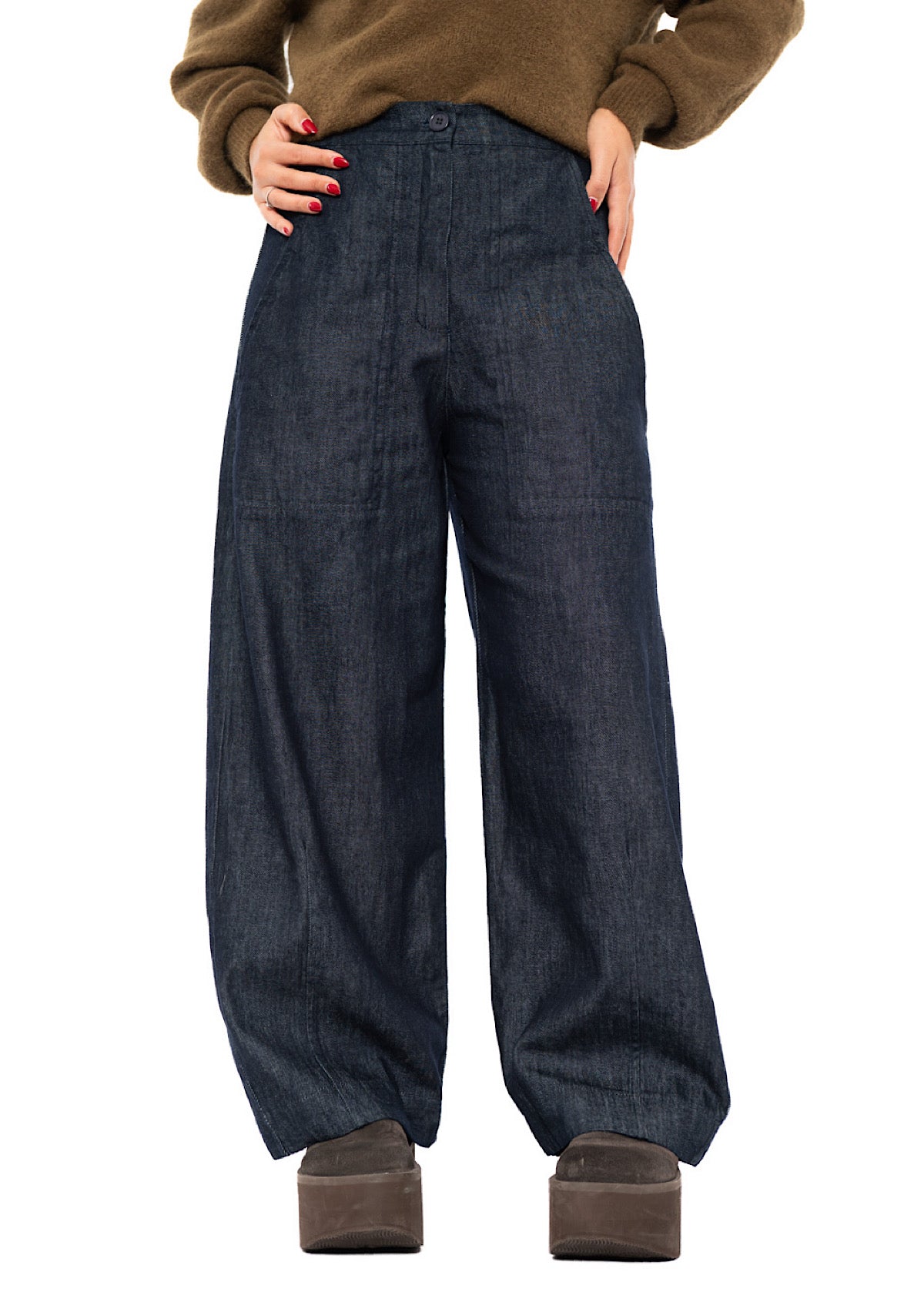 DENIM WIDE-LEG BALLOON TROUSER