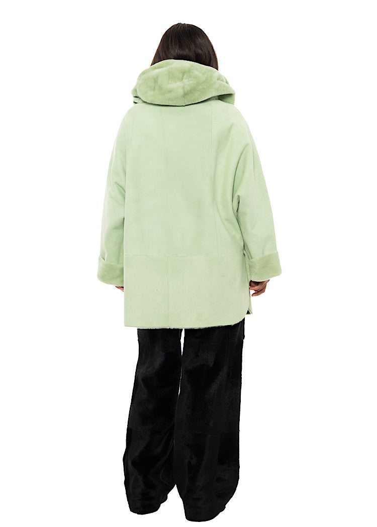 REVERSIBLE FUR HOODED JACKET