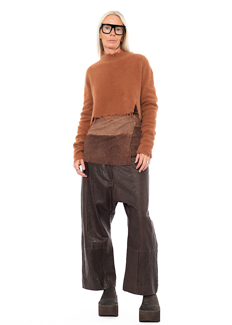 CROPPED FOX WOOL SILK PULLOVER