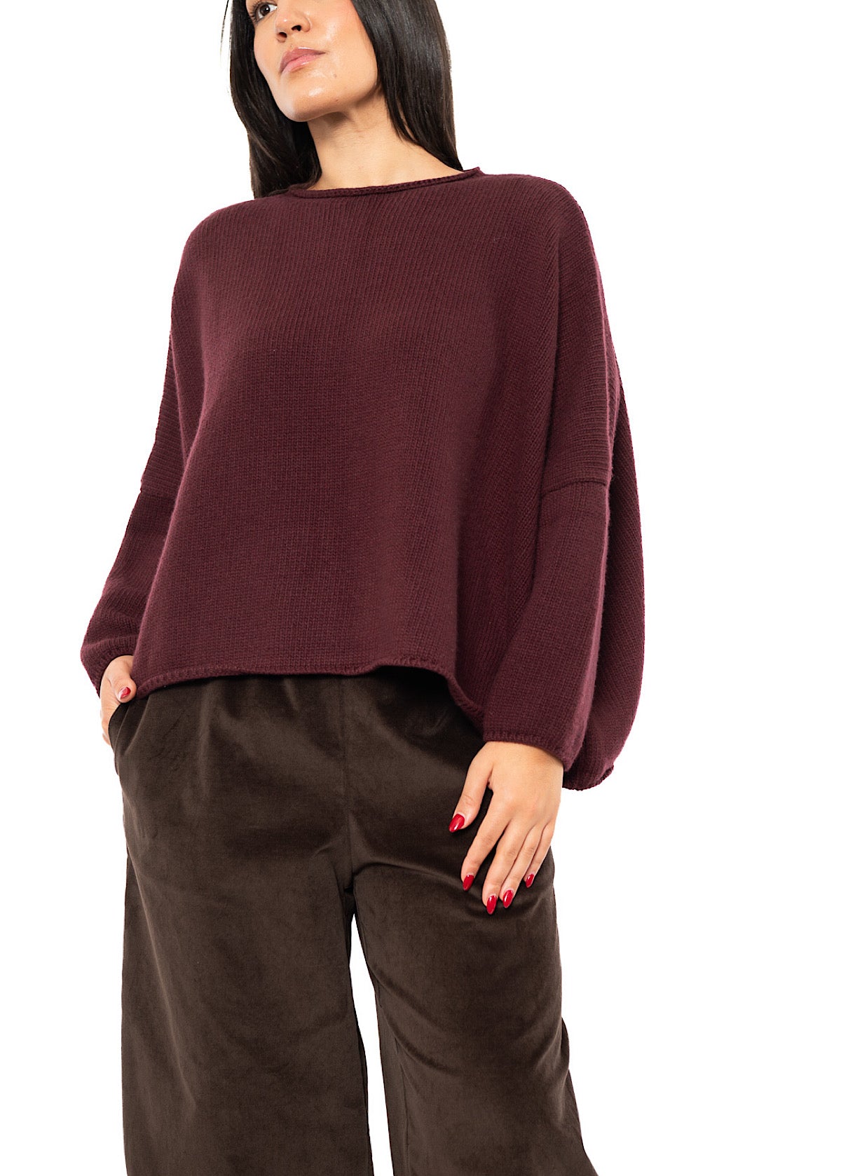 CROPPED CASHMERE BLEND FAUSTA PULLOVER