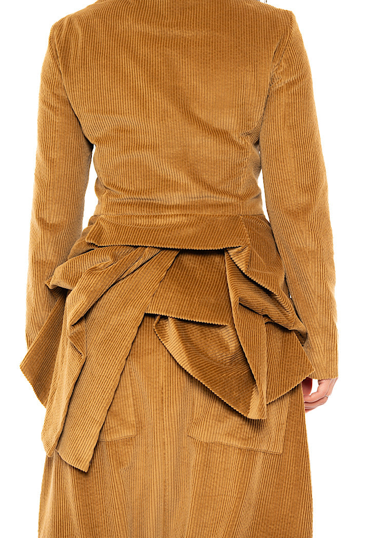 ASYMMETRIC STRETCH CORD VELVET JACKET