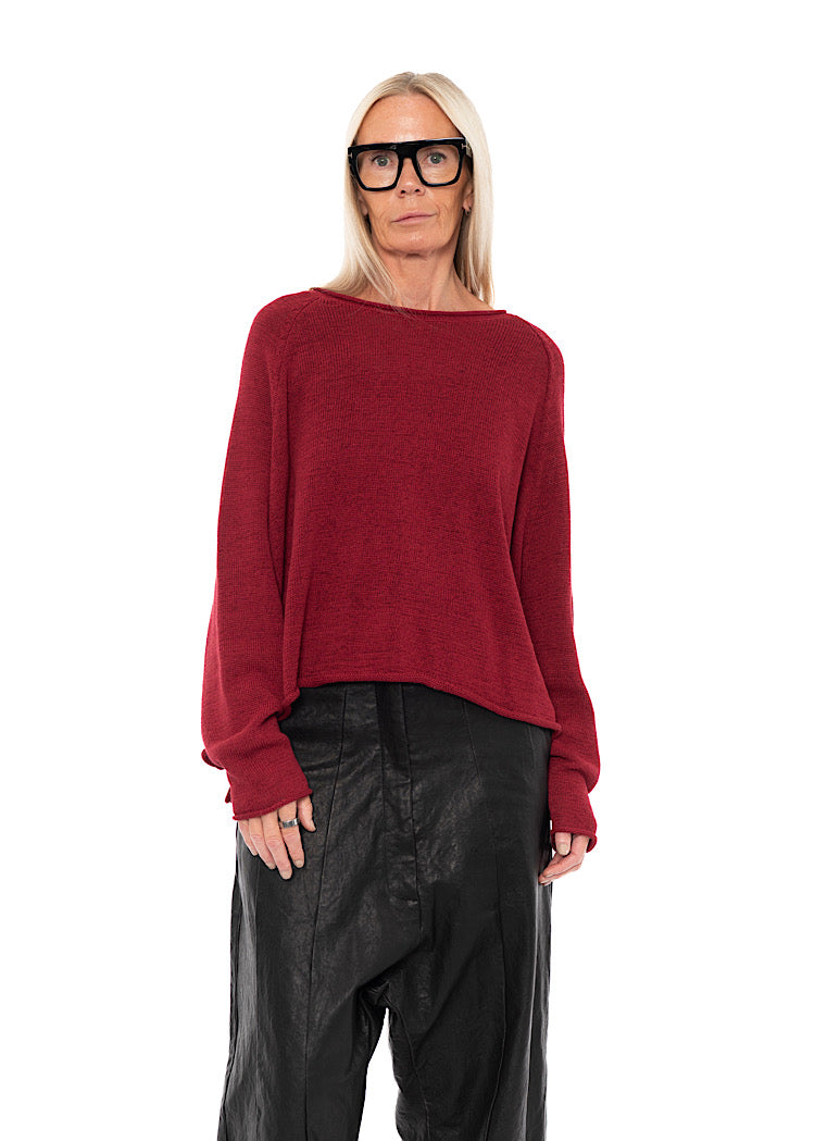 LINEN-BLEND KNITTED PULLOVER