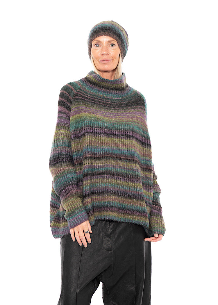 MULTICOLOUR STRIPE KNITTED BEANIE