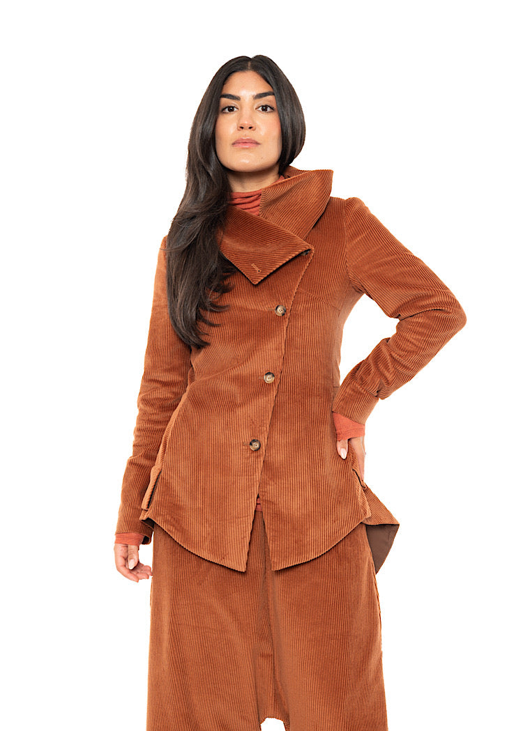 ASYMMETRIC STRETCH CORD VELVET JACKET