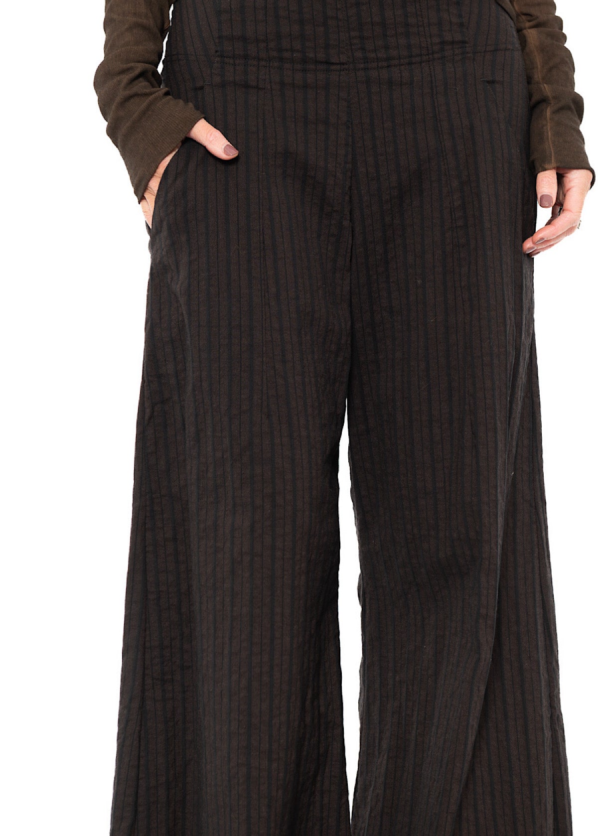 STRIPED FLARED WIDE-LEG TROUSER