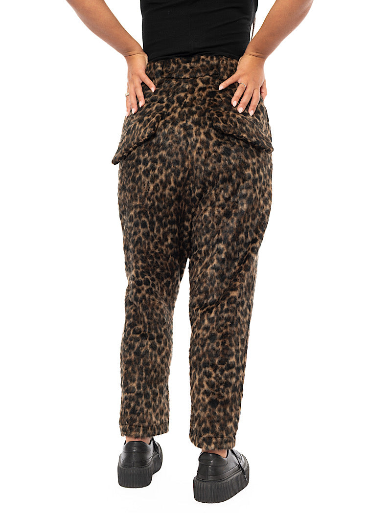 FAUX FUR LEOPARD TROUSER