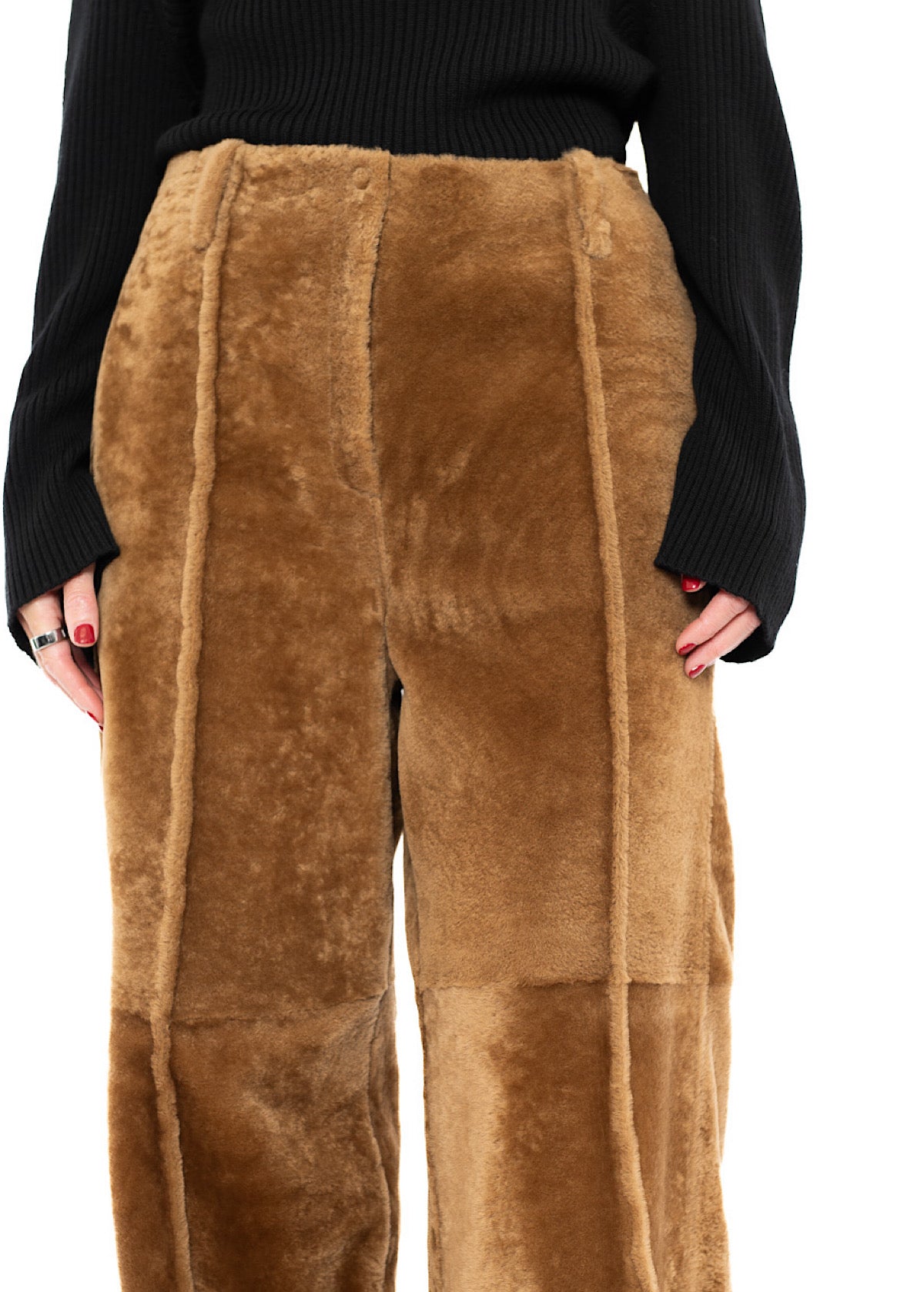 WIDE FUR LEATHER TROUSER