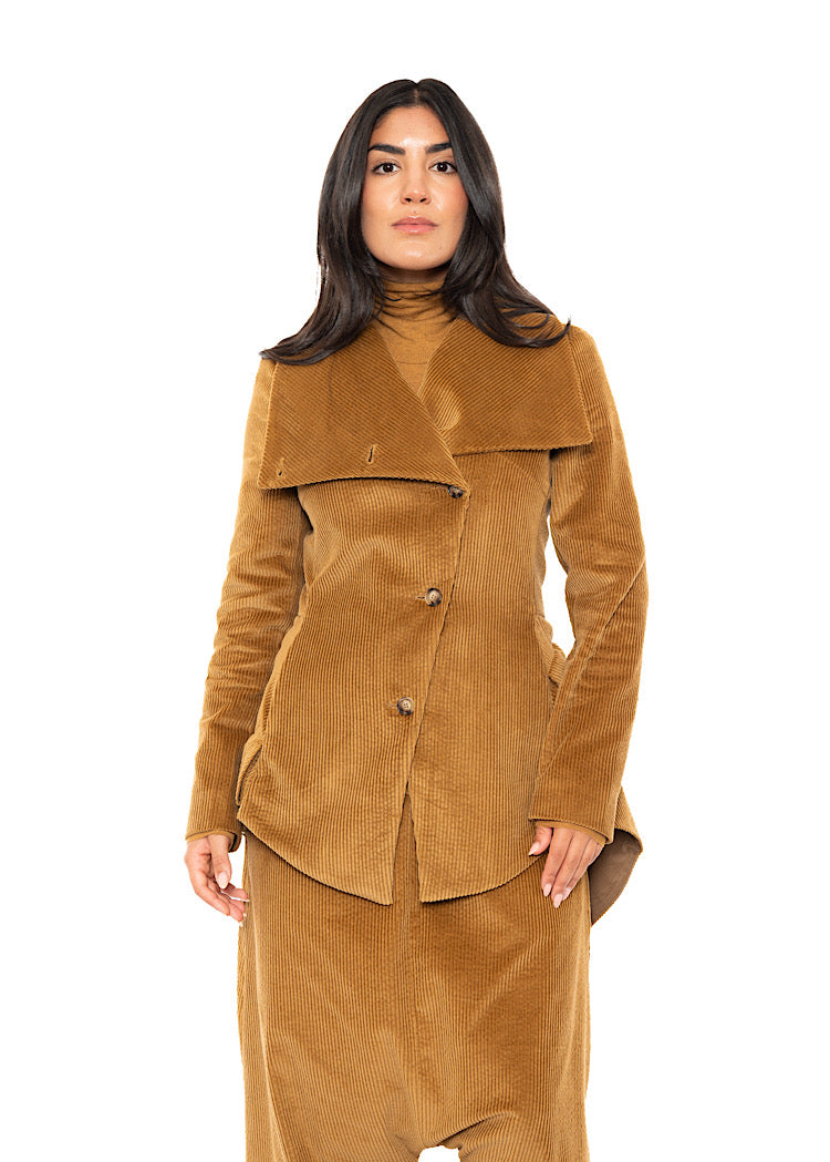 ASYMMETRIC STRETCH CORD VELVET JACKET