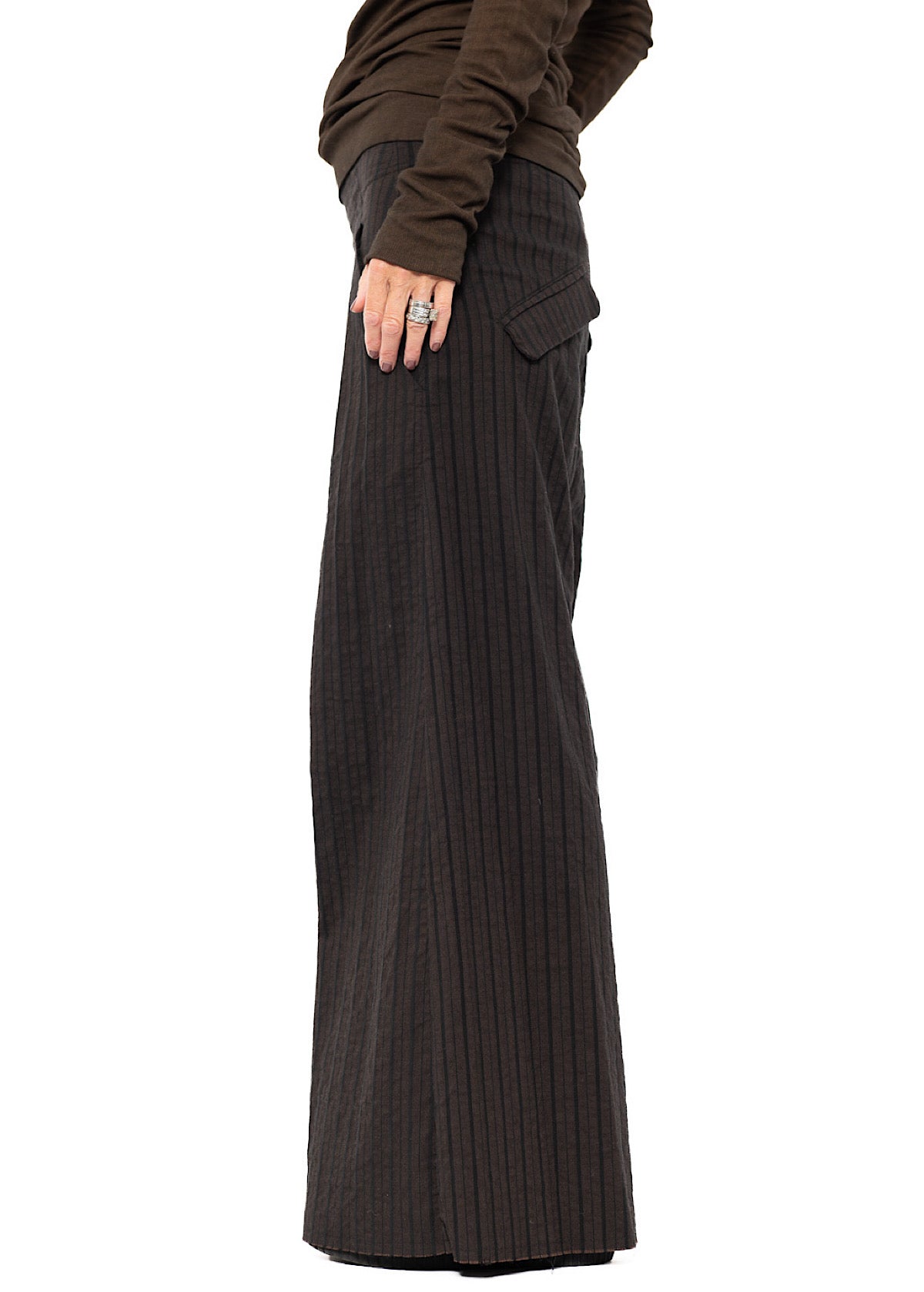 STRIPED FLARED WIDE-LEG TROUSER