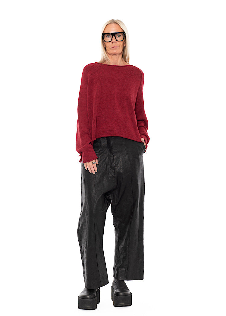 LINEN-BLEND KNITTED PULLOVER