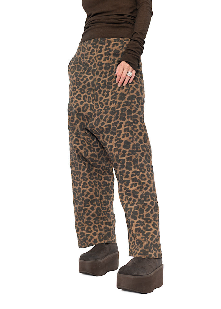 LEOPARD PRINT DROP CROTCH TROUSER