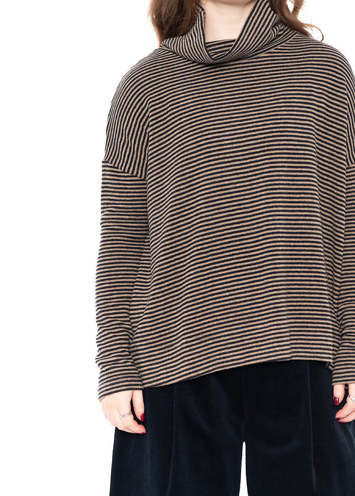 STRIPED COTTON-FLEECE JADE PULLOVER