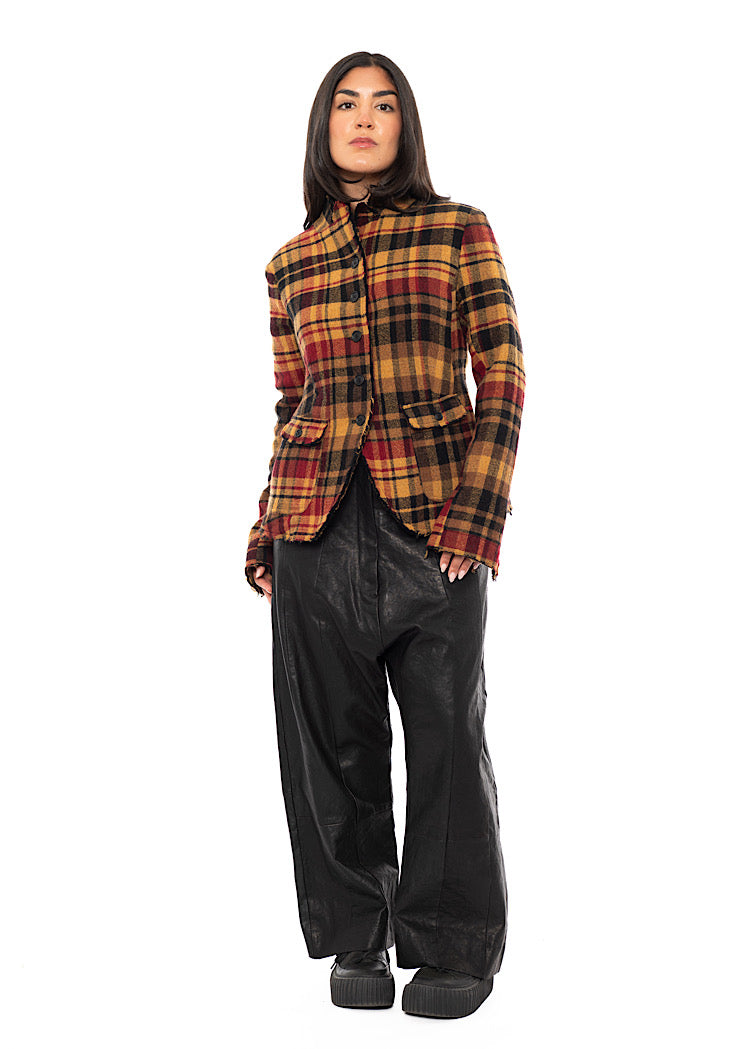 TEXTURED CHECK WOOL BLEND JACKET