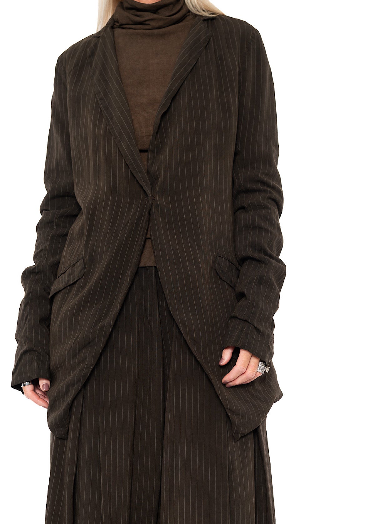 FLUID PINSTRIPE LONGLINE JACKET