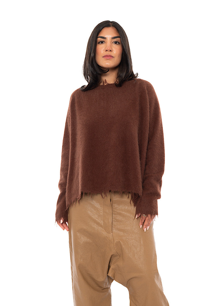 RELAXED FRAYED KNIT PULLOVER