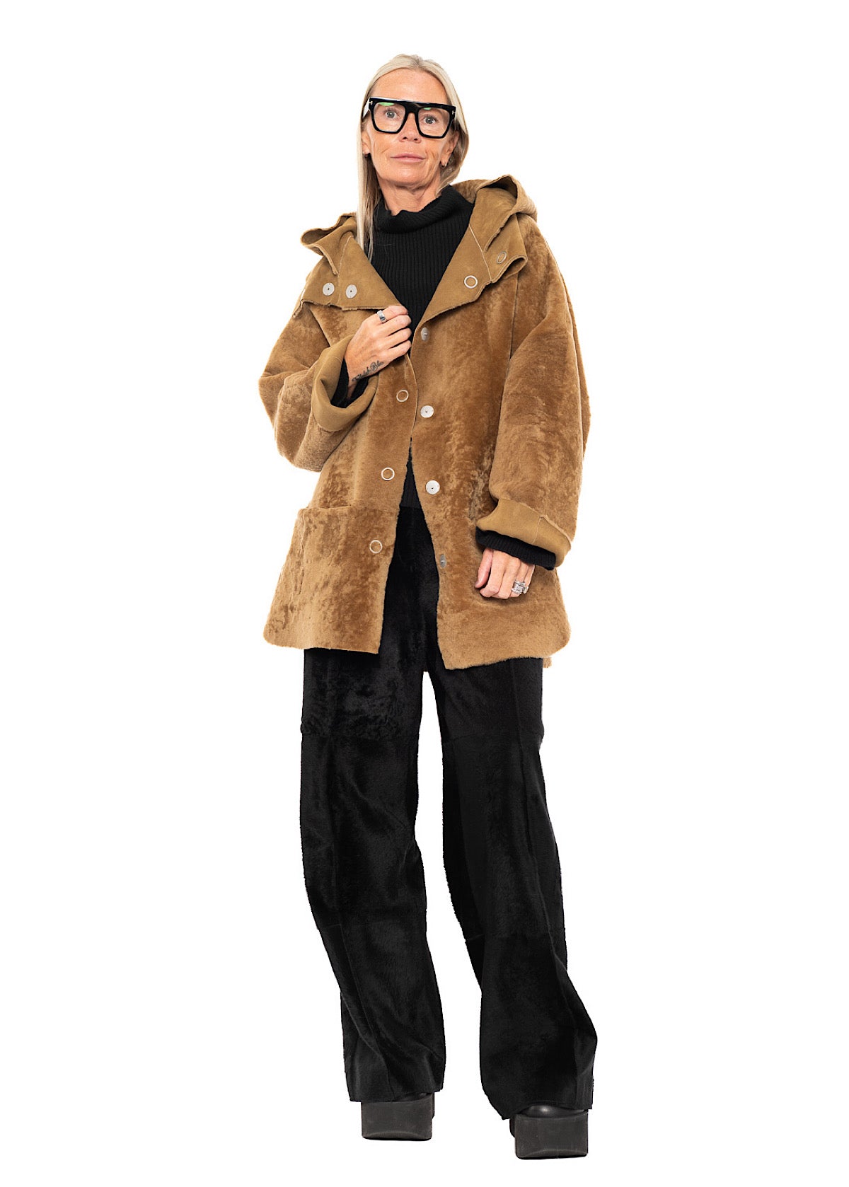 REVERSIBLE FUR HOODED JACKET