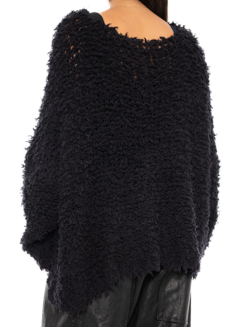 TEXTURED WOOL BLEND PULLOVER