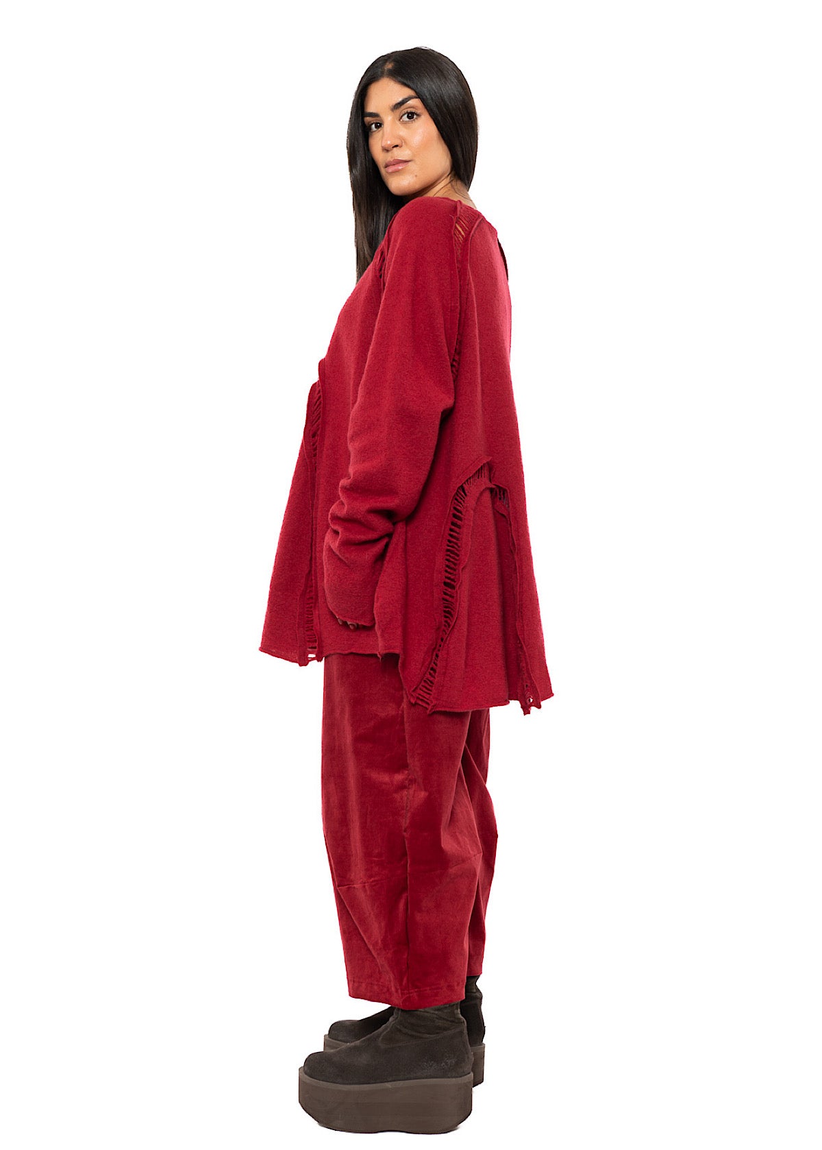 BOILED WOOL LADDER STITCH TUNIC