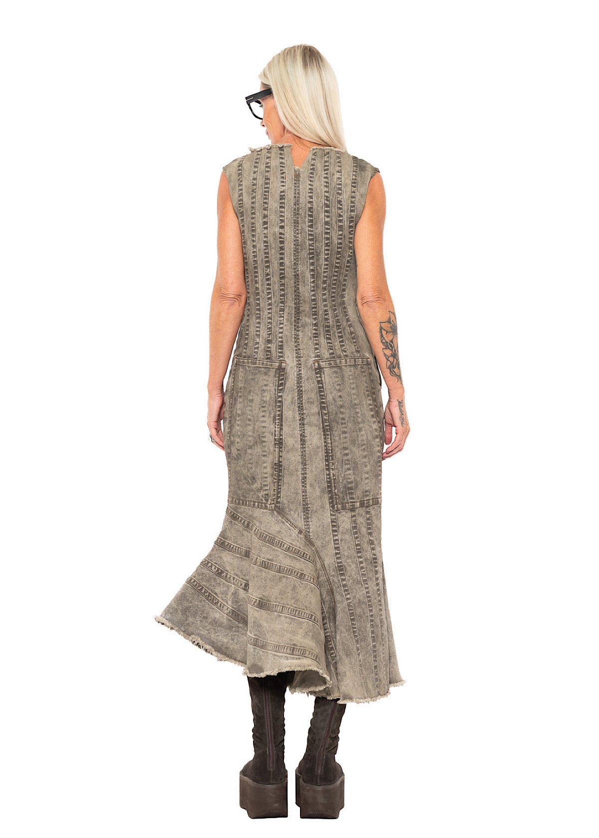 FISHTAIL STRETCH DENIM DRESS