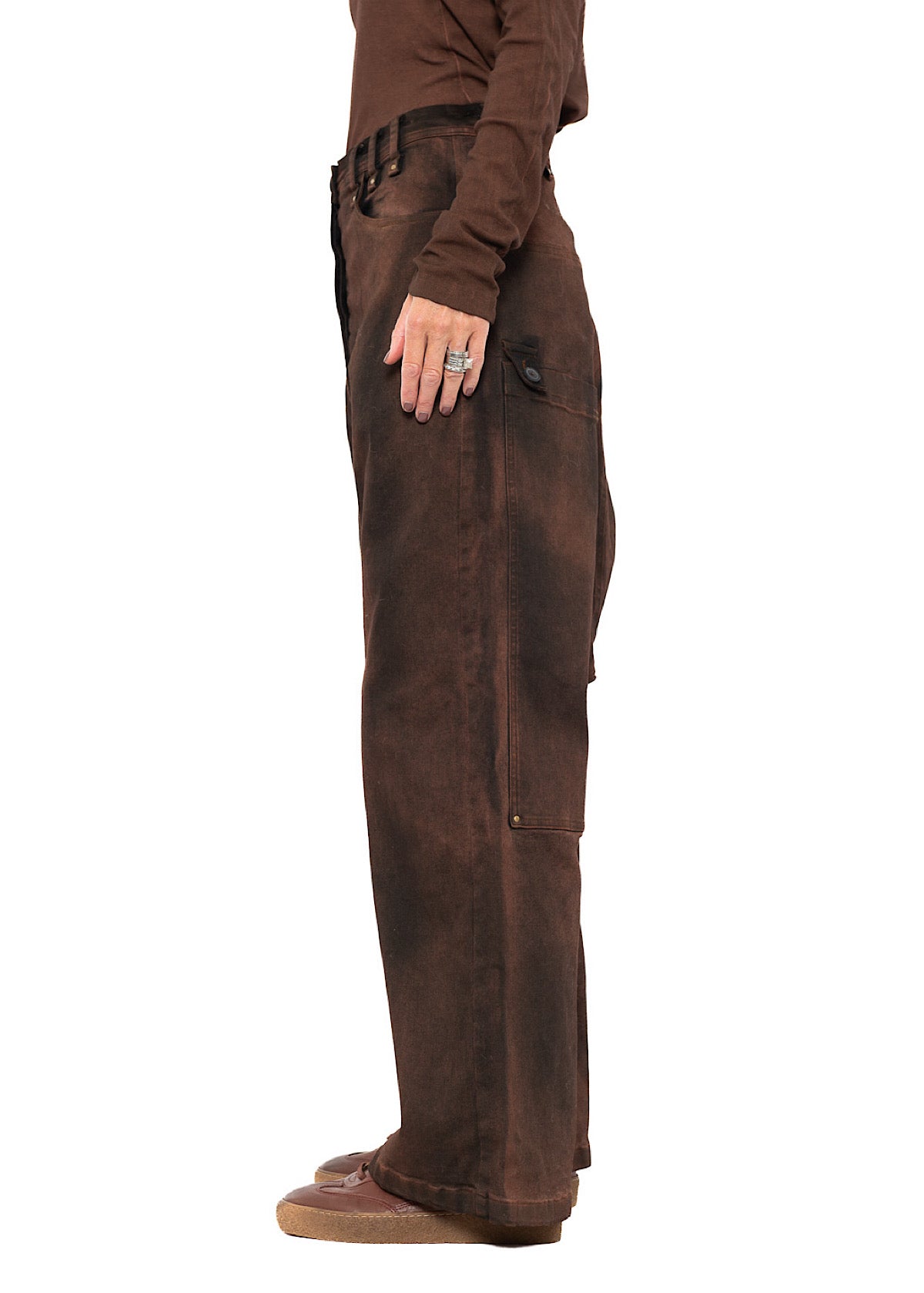 GARMENT-DYED WIDE-LEG DENIM TROUSER