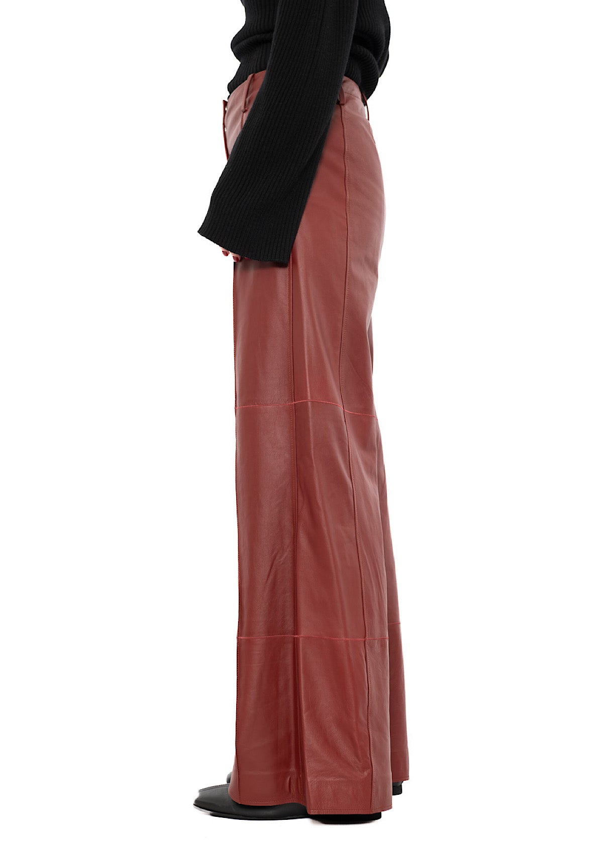 SIGNATURE WIDE LEG LEATHER TROUSER