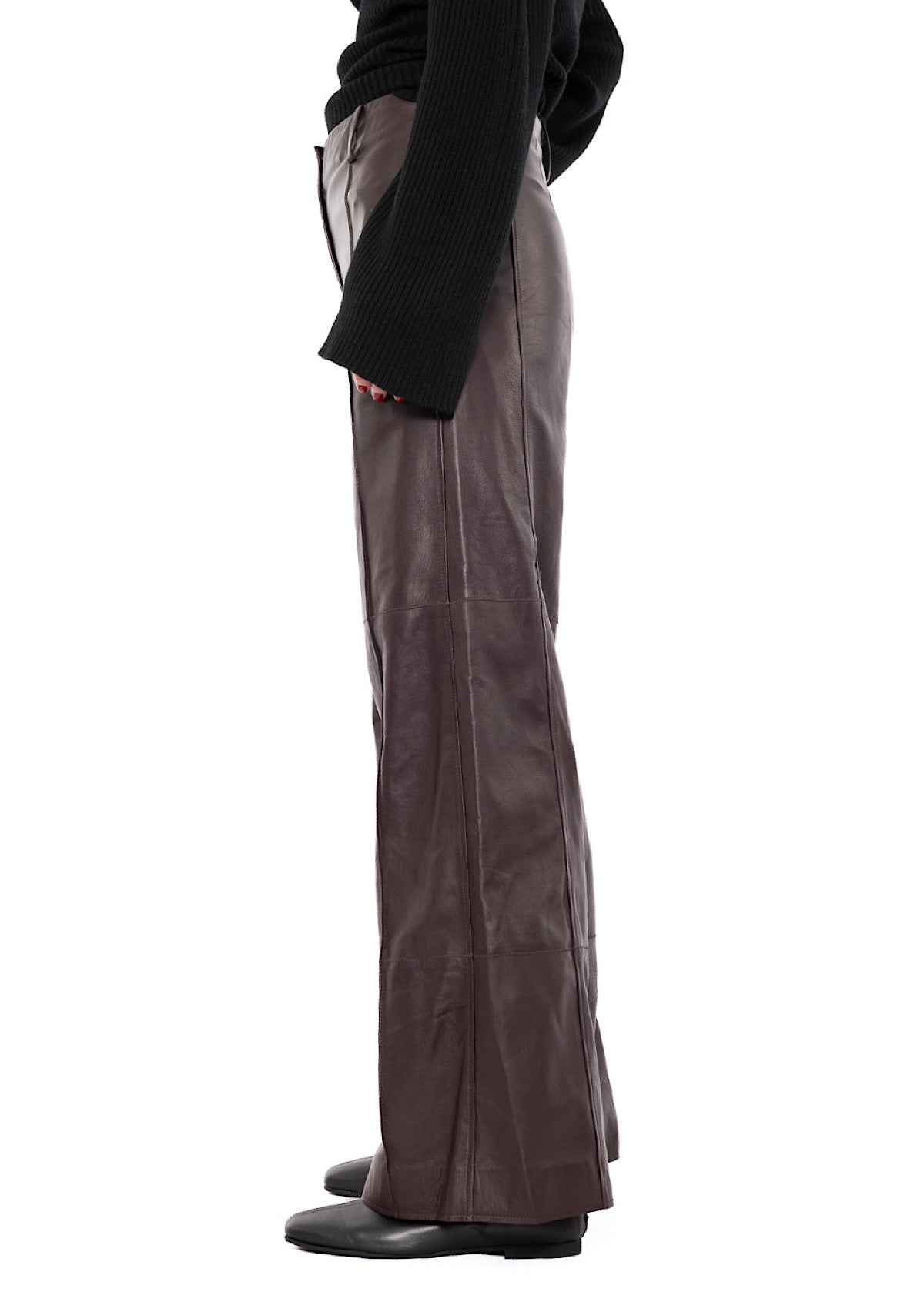 SIGNATURE WIDE LEG LEATHER TROUSER