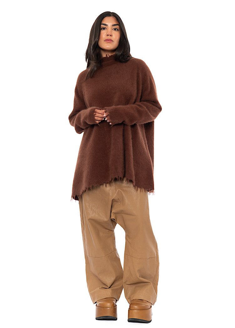 OVERSIZED FOX WOOL SILK KNITTED TUNIC