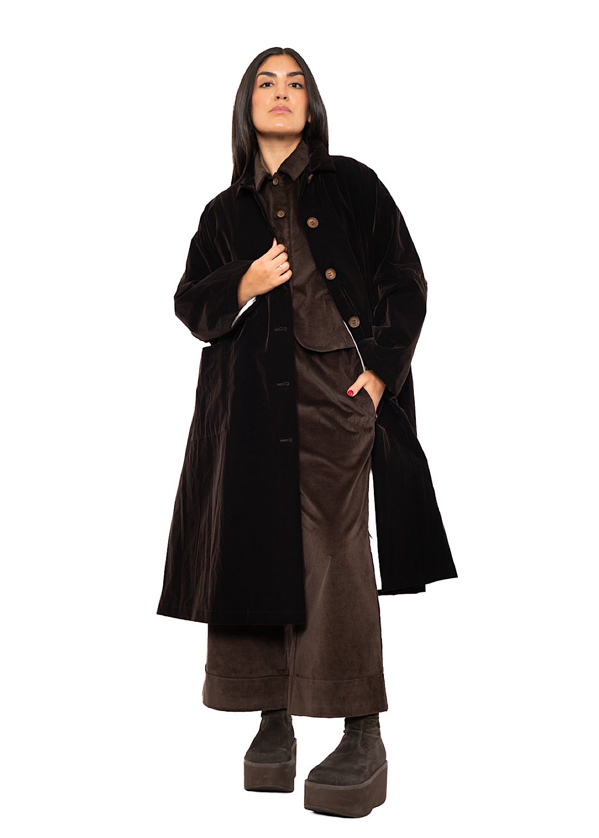 OVERSIZED CRUSHED VELVET CARA COAT