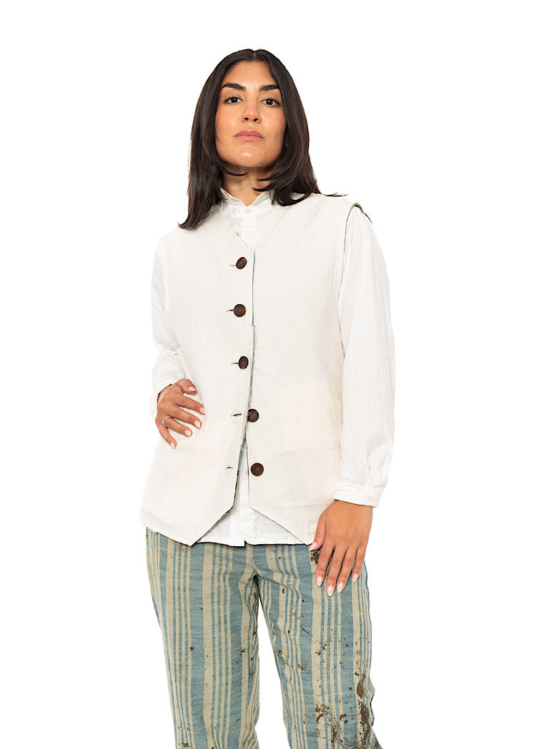 STRAIGHT CUT STRIPED COTTON WAISTCOAT